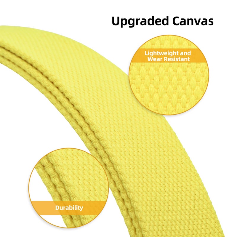 Mile High Life Cut To Fit Canvas Web Belt Size Up to 52" with Flip-Top Solid Black Military Buckle (Yellow) - Image 5